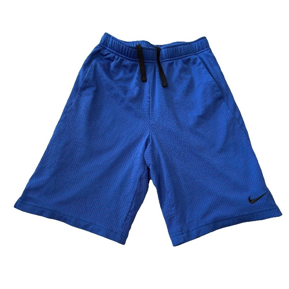 Nike Boys Royal Blue Mesh Athletic Basketball Shorts Size Large L Drawstring
